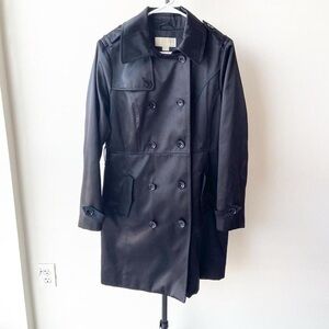 Michaels Black Trench Coat with Button Closure
